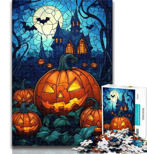 1000 Teile für Teenager, Buntglas-Kürbis-Puzzle, 1000 Teile für Erwachsene, Geschenke, Spielzeug, Lernspiele, Stressabbau, einzigartige Heimdekoration und Geschenke, 26x38cm von GOIUYTGM