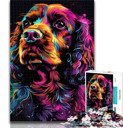 1000 Teile für Teenager, Englischer Cocker Spaniel, Puzzle für Teenager, 1000 Teile, Lernspiele, Heimdekoration, Künstlersammlung, Bildende Kunst, 26x38cm von GOIUYTGM