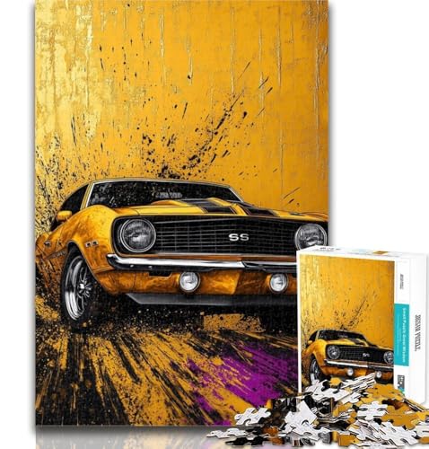 1000 Teile für Teenager, Goldener Sportwagen, 1000-teiliges Puzzle für Erwachsene und Teenager, Lernspielzeug, ganze Familie, 26x38cm von GOIUYTGM