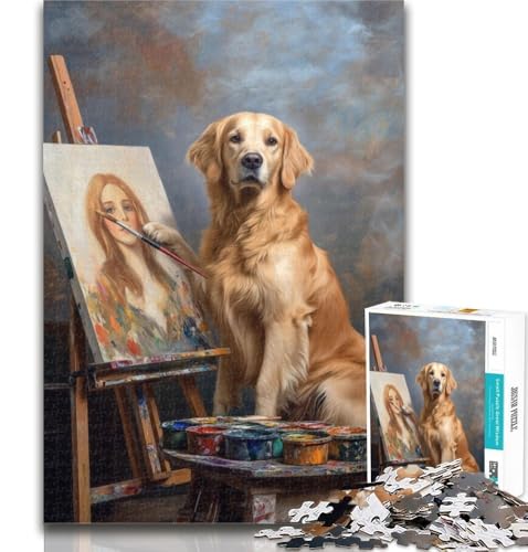 1000 Teile für Teenager, Maler, Golden Retriever, 1000-teiliges Puzzle für Erwachsene und Teenager, anspruchsvolles Spiel für die ganze Familie, für Frauen, Geschenke für Männer, 50x75cm 1000 Teile für Teenager, Maler, Golden Retriever, 1000-teiliges Puzzle für Erwachsene und Teenager, anspruchsvolles Spiel für die ganze Familie, für Frauen, Geschenke für Männer, 50x75cm von GOIUYTGM
