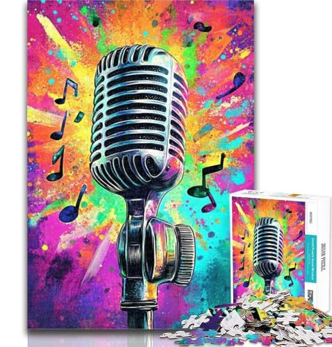 1000 Teile für Teenager, Mikrofon-Kunst-Puzzle, 1000 Teile für Erwachsene, Teenager, Familienspiel, Stressabbau, schwierige Herausforderung, tolle Geschenke und Spielzeuge, 50x75cm von GOIUYTGM