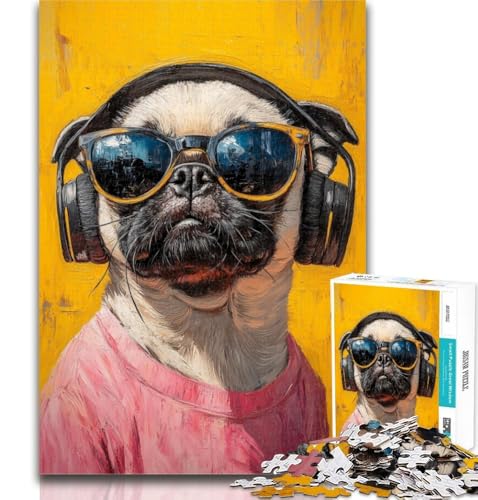 1000 Teile für Teenager, Mops hört Musik, 1000-teiliges Puzzle für Erwachsene, Geschenke, anspruchsvolles Spielspielzeug, ganze Familie, 26x38cm 1000 Teile für Teenager, Mops hört Musik, 1000-teiliges Puzzle für Erwachsene, Geschenke, anspruchsvolles Spielspielzeug, ganze Familie, 26x38cm von GOIUYTGM
