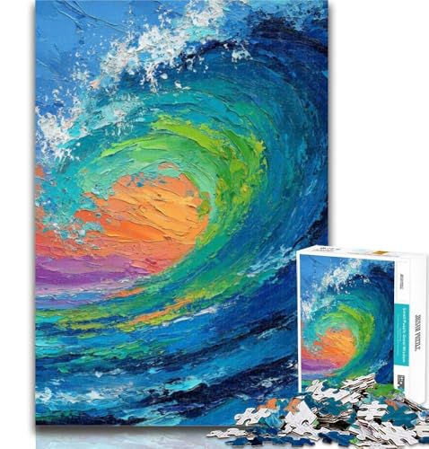 1000 Teile für Teenager, Ölgemälde Ozeanwellen, 1000-teiliges Puzzle für Erwachsene und Teenager, Lernspielzeug ganze Familie, 50x75cm von GOIUYTGM