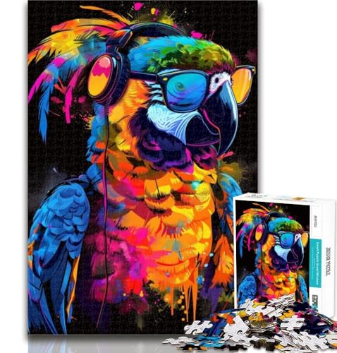 1000 Teile für Teenager, Papagei mit Sonnenbrille, Puzzle für Teenager, 1000 Teile, Familienspiel, Stressabbau, schwierige Herausforderung, Wichtelgeschenke, 26x38cm von GOIUYTGM