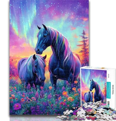 1000 Teile für Teenager, Pferde unter der Aurora, Puzzle 1000 Teile für Erwachsene, Geschenke, Spielzeug, Lernspiele, Stressabbau, einzigartige Heimdekoration und Geschenke, 50x75cm 1000 Teile für Teenager, Pferde unter der Aurora, Puzzle 1000 Teile für Erwachsene, Geschenke, Spielzeug, Lernspiele, Stressabbau, einzigartige Heimdekoration und Geschenke, 50x75cm von GOIUYTGM