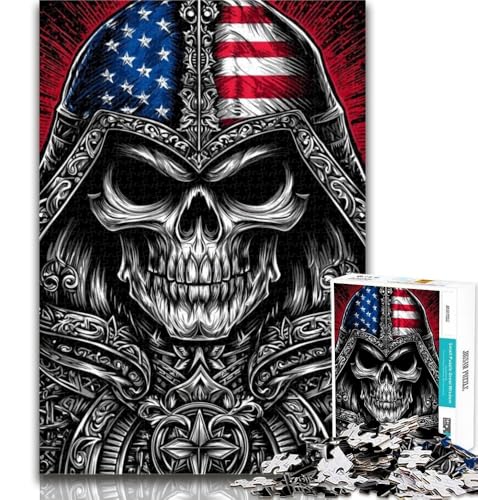 1000 Teile für Teenager, Puzzle mit amerikanischer Flagge und Totenkopf, für Teenager, Spielzeug, Lernspiele, Stressabbau, einzigartige Heimdekoration und Geschenke, 26x38cm 1000 Teile für Teenager, Puzzle mit amerikanischer Flagge und Totenkopf, für Teenager, Spielzeug, Lernspiele, Stressabbau, einzigartige Heimdekoration und Geschenke, 26x38cm von GOIUYTGM