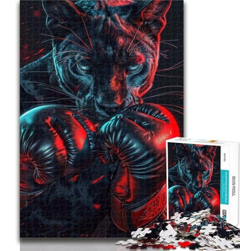 1000 Teile für Teenager, Schwarzer Leoparden-Boxer, Puzzle für Teenager, 1000 Teile, Familienspiel, Stressabbau, schwierige Herausforderung, Wichtelgeschenke, 50x75cm 1000 Teile für Teenager, Schwarzer Leoparden-Boxer, Puzzle für Teenager, 1000 Teile, Familienspiel, Stressabbau, schwierige Herausforderung, Wichtelgeschenke, 50x75cm von GOIUYTGM