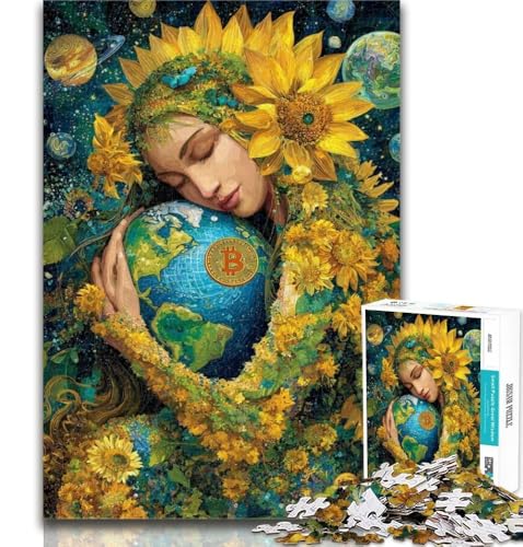 1000 Teile für Teenager, Sonnenblumenmädchen, 1000-teiliges Puzzle für Erwachsene, pädagogisches Spielzeug zum Stressabbau, tolle Geschenke und Spielzeuge, 26x38cm von GOIUYTGM