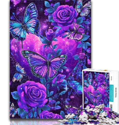 1000 Teile für Teenager, lila Schmetterlings-Puzzle, 1000 Teile für Erwachsene und Teenager, Familienspiel zum Stressabbau, schwierige Herausforderung, tolle Geschenke und Spielzeuge, 50x75cm von GOIUYTGM