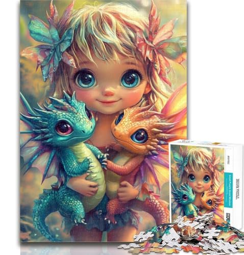 1000 Teile für Teenager,kleines Mädchen und Drache,1000-teiliges Puzzle für Erwachsene und Teenager,Familienspiel zum Stressabbau,schwierige Herausforderung,tolle Geschenke und Spielzeuge,50x75cm von GOIUYTGM