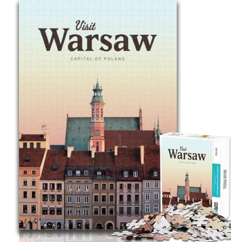 1000 Teile für Teenager Besuchen Sie Warschau 1000-teiliges Puzzle für Erwachsene und Teenager, Lernspiele, Heimdekoration, Künstlersammlung, Bildende Kunst, 26x38cm von GOIUYTGM