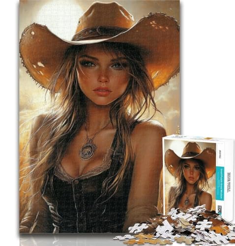 1000-teiliges Cowgirl-Puzzle für Teenager, 1000 Teile, anspruchsvolles Spiel und Familienspiel, Wichtelgeschenke, 26x38cm von GOIUYTGM