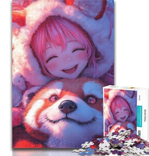 1000-teiliges Puzzle, Anime-Puzzle mit rotem Panda-Mädchen, für Erwachsene, 1000 Teile, Spielzeug, Lernspiele, Stressabbau, Wunschliste mit Weihnachtsmann, 26x38cm von GOIUYTGM