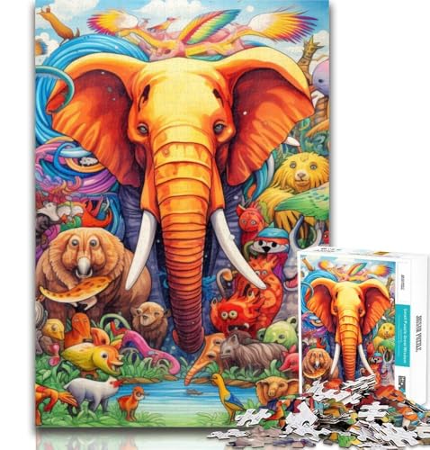 1000-teiliges Puzzle, Art Elephant, 1000-teiliges Puzzle für Teenager, Lernspielzeug und Spiele für Erwachsene und Teenager, 26x38cm von GOIUYTGM