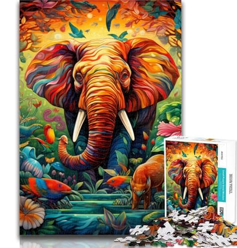 1000-teiliges Puzzle, Art Elephant, 1000-teiliges Puzzle für Teenager, Lernspielzeug und Spiele für Erwachsene und Teenager, 75x50cm von GOIUYTGM