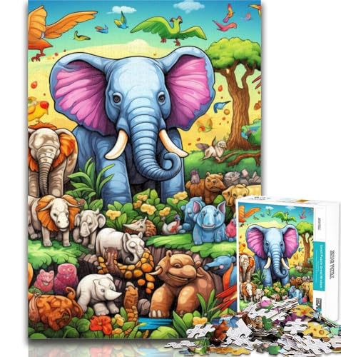 1000-teiliges Puzzle, Art Elephant, 1000-teiliges Puzzle für Teenager, Lernspielzeug und Spiele für Erwachsene und Teenager, 75x50cm von GOIUYTGM