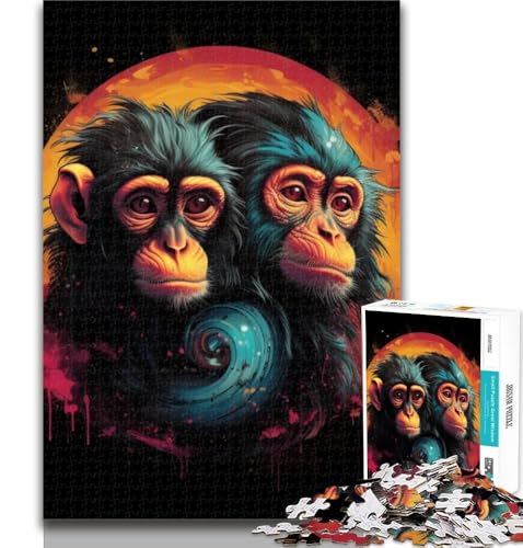 1000-teiliges Puzzle, Art Monkey Puzzles, 1000 Teile für Teenager, Spielzeug, Lernspiele, Stressabbau, Künstlersammlung, Bildende Kunst, 26x38cm von GOIUYTGM
