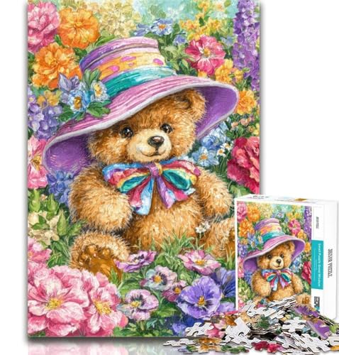 1000-teiliges Puzzle, Blumen-Teddybär, 1000-teiliges Puzzle für Erwachsene und Jugendliche, Lernspiel, Herausforderungsspielzeug für Frauen und Männer, 50x75cm von GOIUYTGM