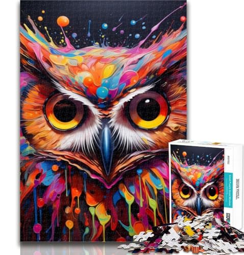 1000-teiliges Puzzle, Bunte Kunsteule, 1000-teiliges Puzzle für Teenager, Lernspielzeug und Spiele für Erwachsene und Teenager, 75x50cm von GOIUYTGM