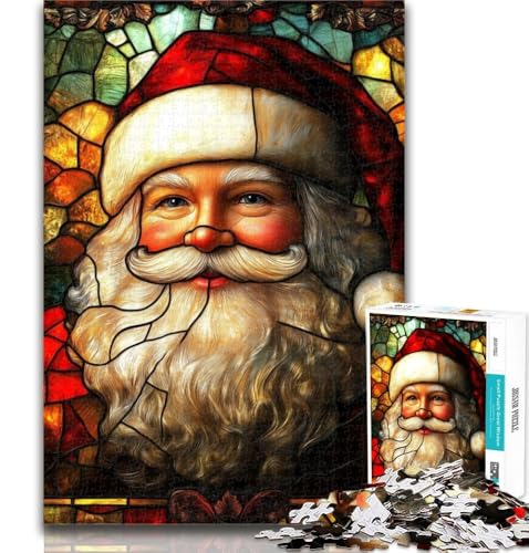 1000-teiliges Puzzle, Buntglas-Weihnachtsmann-Puzzle für Teenager, 1000 Teile, Spielzeug, Lernspiele, Stressabbau, Wunschliste mit Weihnachtsmann, 26x38cm 1000-teiliges Puzzle, Buntglas-Weihnachtsmann-Puzzle für Teenager, 1000 Teile, Spielzeug, Lernspiele, Stressabbau, Wunschliste mit Weihnachtsmann, 26x38cm von GOIUYTGM