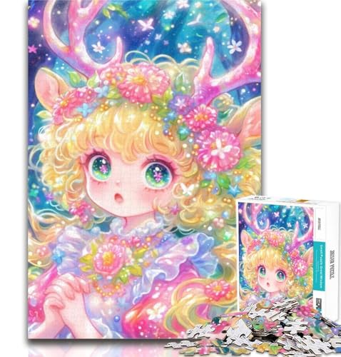 1000-teiliges Puzzle, Cartoon-Puzzle mit kleinem Hirschmädchen, 1000 Teile für Teenager, Lernspielzeug ganze Familie, 26x38cm von GOIUYTGM