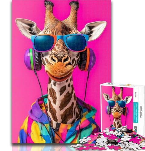 1000-teiliges Puzzle, Giraffe hört Musik, 1000-teiliges Puzzle für Teenager, Geschenke, Wanddekoration, einzigartige Geburtstags, geeignet für und ab 14 Jahren, 50x75cm 1000-teiliges Puzzle, Giraffe hört Musik, 1000-teiliges Puzzle für Teenager, Geschenke, Wanddekoration, einzigartige Geburtstags, geeignet für und ab 14 Jahren, 50x75cm von GOIUYTGM