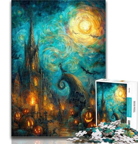 1000-teiliges Puzzle, Halloween-Skelettlandschaft, Puzzle 1000 Teile für Erwachsene, Geschenke, Lernspielzeug, ganze Familie, 26x38cm von GOIUYTGM