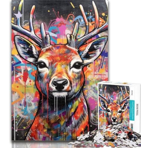 1000-teiliges Puzzle, Hirsch-Graffiti, 1000-teiliges Puzzle für Teenager, Lernspielzeug und Spiele für Erwachsene und Teenager, 75x50cm von GOIUYTGM