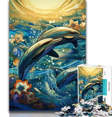 1000-teiliges Puzzle, Kunst-Delfin, 1000-teiliges Puzzle für Erwachsene, Spielzeug, Lernspiele, Stressabbau, einzigartige Heimdekoration und Geschenke, 50x75cm von GOIUYTGM