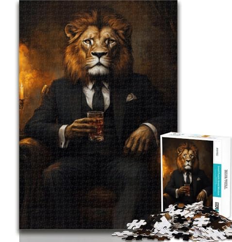 1000-teiliges Puzzle, Löwenporträt, Puzzle für Teenager, 1000 Teile, Lernspielzeug ganze Familie, 50x75cm von GOIUYTGM