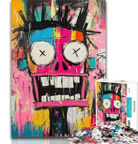 1000-teiliges Puzzle, Totenkopf im Basquiat-Stil, 1000-teiliges Puzzle, Lernspiel für Geburtstag, Weihnachten für und ab 14 Jahren, 50x75cm von GOIUYTGM