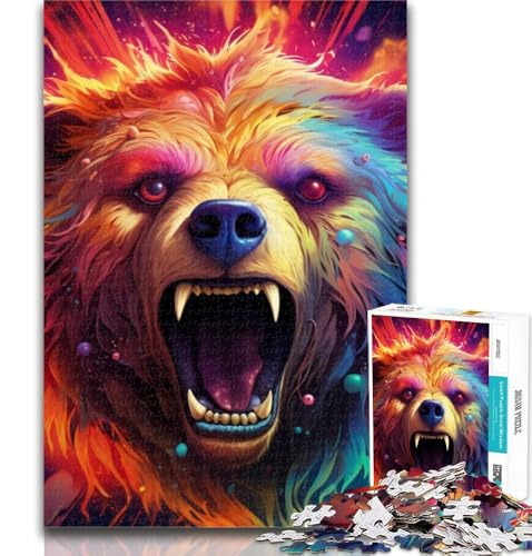 1000-teiliges Puzzle, bunter Braunbär, 1000-teiliges Puzzle für Teenager, Lernspielzeug und Spiele für Erwachsene und Teenager, 26x38cm von GOIUYTGM