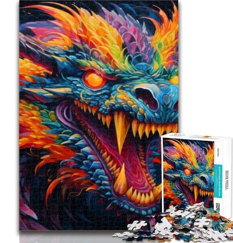 1000-teiliges Puzzle, bunter Kunstdrache, 1000-teiliges Puzzle für Teenager, Lernspielzeug und Spiele für Erwachsene und Teenager, 26x38cm von GOIUYTGM