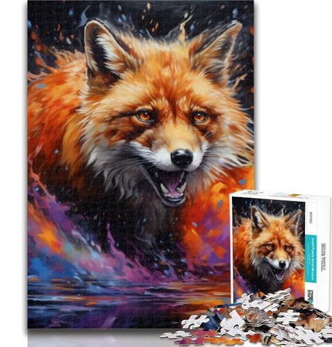1000-teiliges Puzzle, bunter Kunstfuchs, 1000-teiliges Puzzle für Teenager, Lernspielzeug und Spiele für Erwachsene und Teenager, 75x50cm von GOIUYTGM