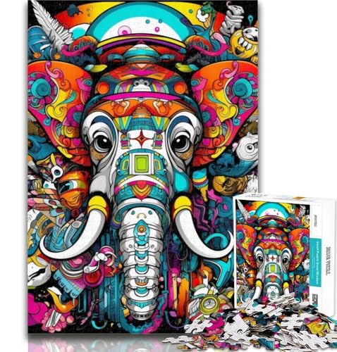 1000-teiliges Puzzle, buntes Elefanten-Puzzle, 1000 Teile für Erwachsene, Lernspielzeug und Spiele für Erwachsene und Jugendliche, 26x38cm von GOIUYTGM