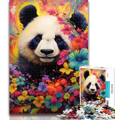 1000-teiliges Puzzle, farbenfrohes Panda-Kunst-Puzzle für Erwachsene, 1000 Teile, perfekt für Spieleabende, farbenfrohes Spielzeug als Geschenk für zu Hause, 26x38cm von GOIUYTGM