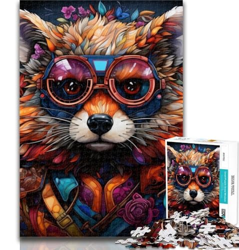 1000-teiliges Puzzle, psychedelisches Tier, Waschbär, Puzzle für Teenager, 1000 Teile, Spielzeug, Lernspiele, Stressabbau, Eltern-Kind-Interaktion, 50x75cm von GOIUYTGM