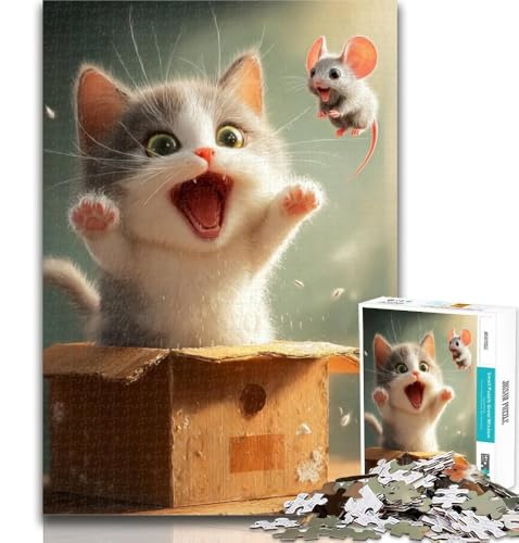 1000-teiliges Puzzle, schwarz-weißer Wolf, Puzzle für Teenager, 1000 Teile, Dekomprimierendes intellektuelles Lernspielzeug, Geburtstagsgeschenk, Geschenke, 50x75cm von GOIUYTGM