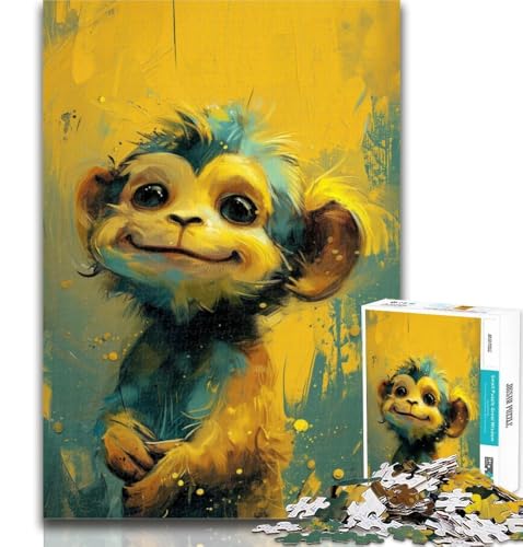 1000-teiliges Puzzle, süßer Kleiner gelber AFFE, 1000-teiliges Puzzle für Erwachsene und Jugendliche, Spielzeug, Lernspiele, stressabbauende Wanddekoration, 75x50cm von GOIUYTGM
