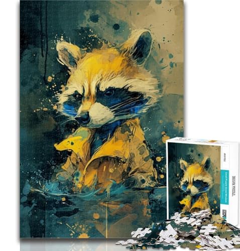 1000-teiliges Puzzle, süßer Kleiner gelber Waschbär, Puzzle 1000 Teile für Erwachsene, Geschenke, Lernspielzeug, ganze Familie, 50x75cm von GOIUYTGM