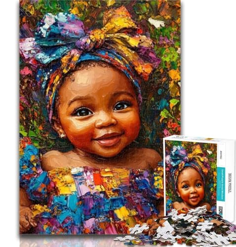 1000-teiliges Puzzle,afrikanisches kleines Mädchen,1000-teiliges Puzzle für Erwachsene und Jugendliche,Wanddekoration,einzigartige Geburtstags, geeignet für Kinder ab 14 Jahren von GOIUYTGM