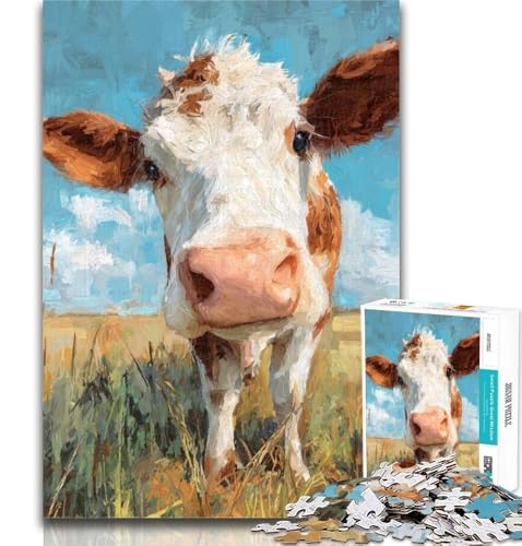 1000-teiliges Puzzle „Milchkuh“, Puzzle mit 1000 Teilen für Erwachsene, Geschenke, Lernspielzeug, ganze Familie, 50x75cm von GOIUYTGM