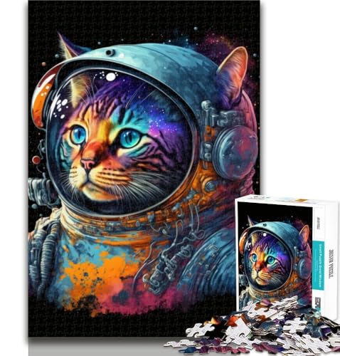 1000-teiliges Puzzle Astronautenkatze, 1000-teiliges Puzzle, Lernspiel für Geburtstag, Weihnachten für und ab 14 Jahren, 50x75cm von GOIUYTGM