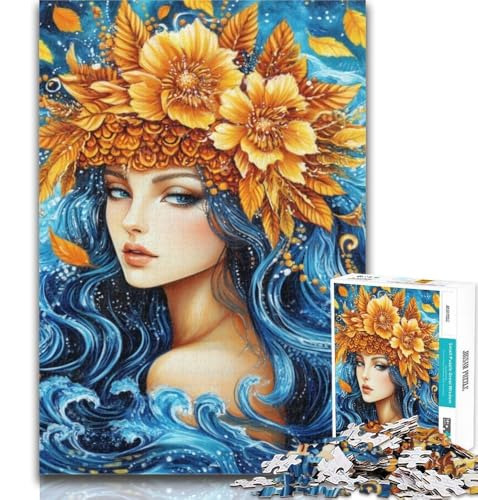 1000-teiliges Puzzle Blumenmädchen für Teenager, 1000 Teile, anspruchsvolles Spiel und Familienspiel, Wichtelgeschenke, 26x38cm von GOIUYTGM