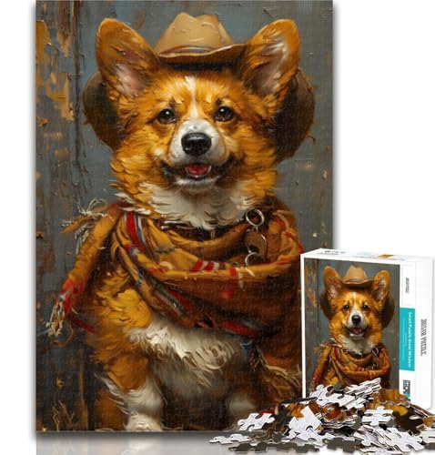 1000-teiliges Puzzle Cowboy Corgi 1000-teiliges Puzzle für Erwachsene und Jugendliche, Lernspielzeug und Spiele für Erwachsene und Jugendliche, 26x38cm von GOIUYTGM