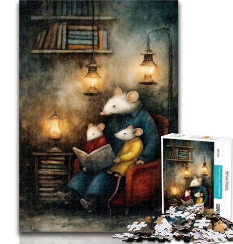 1000-teiliges Puzzle Die Mausfamilie liest 1000 Teile für Erwachsene, Lernspielzeug und Spiele für Erwachsene und Jugendliche, 50x75cm von GOIUYTGM