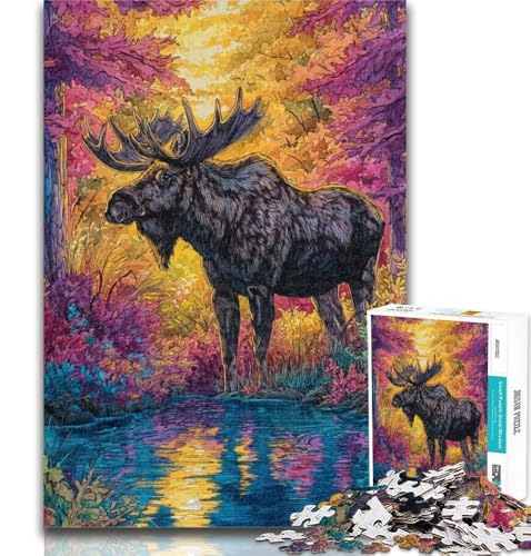 1000-teiliges Puzzle Elch 1000 Teile für Erwachsene, Lernspielzeug und Spiele für Erwachsene und Jugendliche, 50x75cm von GOIUYTGM