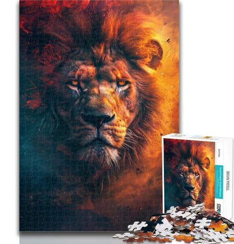 1000-teiliges Puzzle Fantasy Lion Puzzle 1000 Teile für Teenager, Lernspiel, Herausforderungsspielzeug für Frauen und Männer, 26x38cm von GOIUYTGM