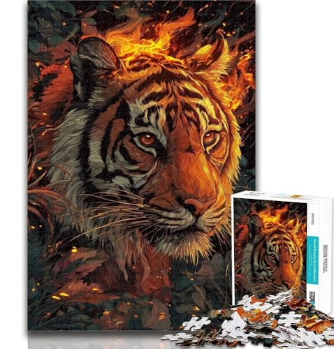 1000-teiliges Puzzle Flammentiger für Teenager, 1000 Teile, anspruchsvolles Spiel und Familienspiel, Wichtelgeschenke, 50x75cm von GOIUYTGM