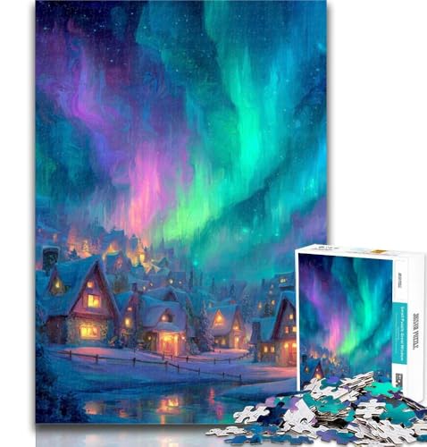 1000-teiliges Puzzle Häuser unter der Aurora, Puzzle für Erwachsene, 1000 Teile, Familienspiel, Stressabbau, schwierige Herausforderung, tolle Geschenke und Spielzeuge, 50x75cm 1000-teiliges Puzzle Häuser unter der Aurora, Puzzle für Erwachsene, 1000 Teile, Familienspiel, Stressabbau, schwierige Herausforderung, tolle Geschenke und Spielzeuge, 50x75cm von GOIUYTGM